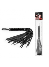 Черная гладкая плеть-флоггер с ручкой - 40 см. - Notabu - купить с доставкой в Южно-Сахалинске