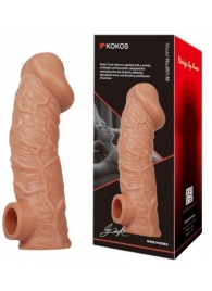 Телесная насадка на фаллос с отверстием для мошонки EXTREME SLEEVE - 17,6 см. - KOKOS - в Южно-Сахалинске купить с доставкой