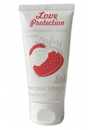 Лубрикант на водной основе с ароматом малины Love Protection Strawberry - 50 мл. - Lola Games - купить с доставкой в Южно-Сахалинске