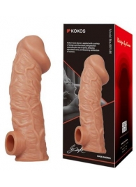 Телесная насадка на фаллос с фиксацией мошонки EXTREME SLEEVE - 15,6 см. - KOKOS - в Южно-Сахалинске купить с доставкой