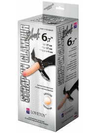 Пояс-трусики с насадкой Glamour - 17 см. - LOVETOY (А-Полимер) - купить с доставкой в Южно-Сахалинске