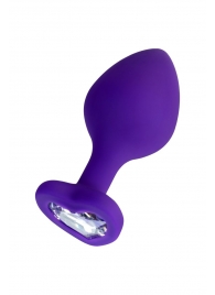 Фиолетовая анальная втулка Diamond Heart с прозрачным кристаллом - 8 см. - ToyFa - купить с доставкой в Южно-Сахалинске