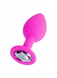 Розовая анальная втулка Brilliant с прозрачным кристаллом - 7 см. - ToyFa - купить с доставкой в Южно-Сахалинске