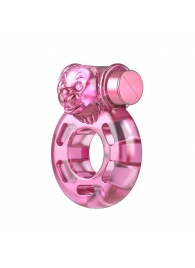 Розовое эрекционное кольцо с вибрацией Pink Bear - Baile - в Южно-Сахалинске купить с доставкой