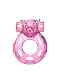 Розовое эрекционное кольцо с вибрацией Pink Bear - Baile - в Южно-Сахалинске купить с доставкой