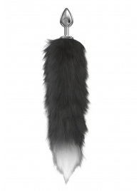 Серебристая анальная пробка с черным хвостом Starlit - Lola Games - купить с доставкой в Южно-Сахалинске