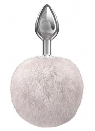 Серебристая анальная пробка с белым пушистым хвостиком Twinkle - Lola Games - купить с доставкой в Южно-Сахалинске