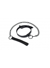 Черный ошейник Sin с поводком - Lola Games - купить с доставкой в Южно-Сахалинске