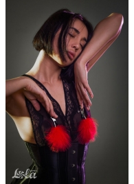 Зажимы на соски с красным пухом Euphoric - Lola Games - купить с доставкой в Южно-Сахалинске