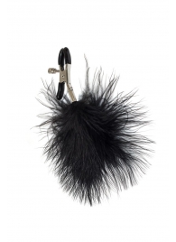 Зажимы на соски с черным пухом Euphoric - Lola Games - купить с доставкой в Южно-Сахалинске