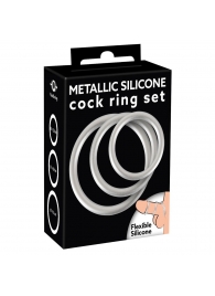 Набор из 3 эрекционных колец под металл Metallic Silicone Cock Ring Set - Orion - в Южно-Сахалинске купить с доставкой