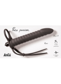 Черная вибронасадка для двойного проникновения Rori - 17 см. - Lola Games - купить с доставкой в Южно-Сахалинске