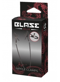 Черные зажимы на соски на цепочке BLAZE DELUXE NIPPLE CLAMPS - Dream Toys - купить с доставкой в Южно-Сахалинске