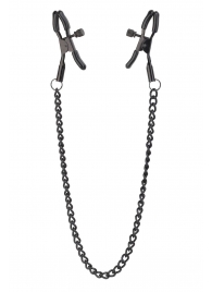 Черные зажимы на соски на цепочке BLAZE DELUXE NIPPLE CLAMPS - Dream Toys - купить с доставкой в Южно-Сахалинске