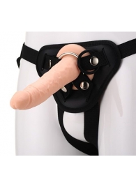 Телесный страпон на черных трусиках STRAP ON REAL DILDO - 20 см. - Dream Toys - купить с доставкой в Южно-Сахалинске