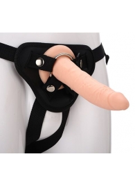 Телесный страпон на черных трусиках STRAP ON REAL DILDO - 20 см. - Dream Toys - купить с доставкой в Южно-Сахалинске
