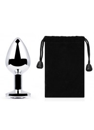 Серебристая анальная пробка с прозрачным стразом - 7,2 см. - Anal Jewelry Plug - купить с доставкой в Южно-Сахалинске