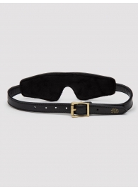 Черная плотная маска на глаза Bound to You Faux Leather Blindfold - Fifty Shades of Grey - купить с доставкой в Южно-Сахалинске