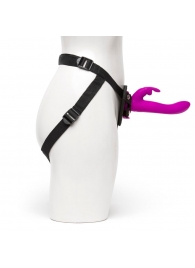 Лиловый страпон Rechargeable Vibrating Strap-On Harness Set - 17,6 см. - Happy Rabbit - купить с доставкой в Южно-Сахалинске