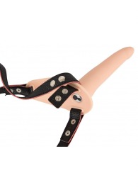 Телесный поясной страпон с вибрацией Vibrating Strap-On - 15,7 см. - Orion - купить с доставкой в Южно-Сахалинске