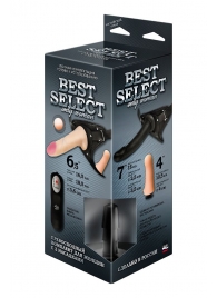 Черный женский пояс BEST SELECT с 3 насадками и вибрацией - LOVETOY (А-Полимер) - купить с доставкой в Южно-Сахалинске