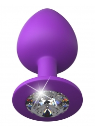 Фиолетовая анальная пробка со стразом Her Little Gem Large Plug - 9,5 см. - Pipedream - купить с доставкой в Южно-Сахалинске