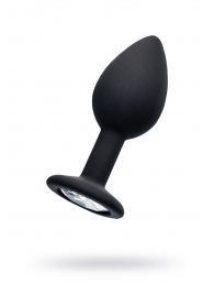 Черная анальная втулка с прозрачным стразом - 7,2 см. - POPO Pleasure - купить с доставкой в Южно-Сахалинске