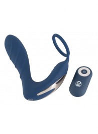 Синий вибростимулятор простаты с кольцом - 14,5 см. - Orion - в Южно-Сахалинске купить с доставкой