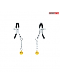 Оригинальные зажимы на соски с желтыми шариками - Notabu - купить с доставкой в Южно-Сахалинске