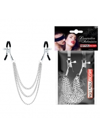 Оригинальные зажимы на соски с тройной цепочкой - Notabu - купить с доставкой в Южно-Сахалинске