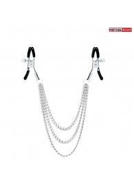 Оригинальные зажимы на соски с тройной цепочкой - Notabu - купить с доставкой в Южно-Сахалинске