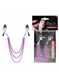 Оригинальные зажимы на соски с тройной розовой цепочкой - Notabu - купить с доставкой в Южно-Сахалинске