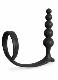 Черная анальная цепочка с эрекционным кольцом Ass-gasm Cockring Anal Beads - Pipedream - в Южно-Сахалинске купить с доставкой