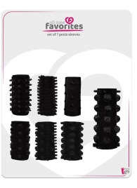 Набор из 7 черных насадок PENIS SLEEVES SET - Dream Toys - в Южно-Сахалинске купить с доставкой