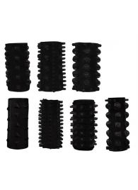 Набор из 7 черных насадок PENIS SLEEVES SET - Dream Toys - в Южно-Сахалинске купить с доставкой