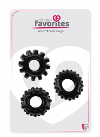 Набор из 3 черных эрекционных колец SET OF 3 COCKRINGS - Dream Toys - в Южно-Сахалинске купить с доставкой