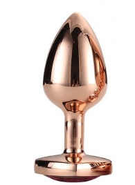 Золотистая анальная втулка с кристаллом-сердечком розового цвета - 7,1 см. - Dream Toys - купить с доставкой в Южно-Сахалинске