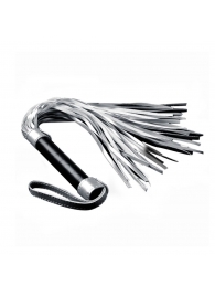 Серебристая плетка Struggle My Flogger с черной ручкой - 45 см. - Lovetoy - купить с доставкой в Южно-Сахалинске