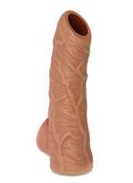 Телесная открытая насадка-реалистик с подхватом мошонки Nude Sleeve L - 14 см. - KOKOS - в Южно-Сахалинске купить с доставкой