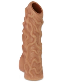 Телесная насадка с венками и открытой головкой Nude Sleeve M - 12 см. - KOKOS - в Южно-Сахалинске купить с доставкой