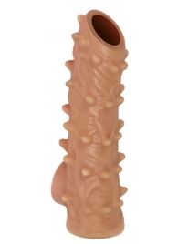 Телесная насадка с шипами и открытой головкой Nude Sleeve L - 14 см. - KOKOS - в Южно-Сахалинске купить с доставкой