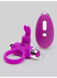 Лиловое виброкольцо с пультом ДУ Remote Control Cock Ring - Happy Rabbit - в Южно-Сахалинске купить с доставкой