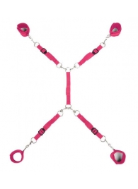 Ярко-розовый набор фиксаций на кровати Classic Bed Spreader - Lux Fetish - купить с доставкой в Южно-Сахалинске