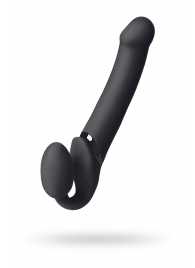 Черный безремневой вибрострапон Vibrating Bendable Strap-On L - Strap-on-me - купить с доставкой в Южно-Сахалинске