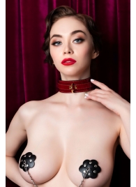 Красный ошейник из лакированного материала - ToyFa - купить с доставкой в Южно-Сахалинске