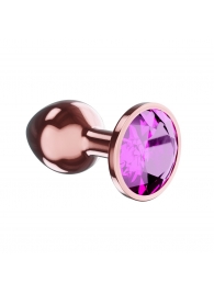 Пробка цвета розового золота с лиловым кристаллом Diamond Quartz Shine L - 8,3 см. - Lola Games - купить с доставкой в Южно-Сахалинске