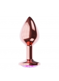Пробка цвета розового золота с лиловым кристаллом Diamond Quartz Shine L - 8,3 см. - Lola Games - купить с доставкой в Южно-Сахалинске