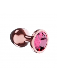 Пробка цвета розового золота с малиновым кристаллом Diamond Ruby Shine S - 7,2 см. - Lola Games - купить с доставкой в Южно-Сахалинске
