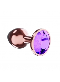 Пробка цвета розового золота с фиолетовым кристаллом Diamond Amethyst Shine L - 8,3 см. - Lola Games - купить с доставкой в Южно-Сахалинске