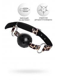 Черный кляп-шар на леопардовых ремешках Anonymo - ToyFa - купить с доставкой в Южно-Сахалинске